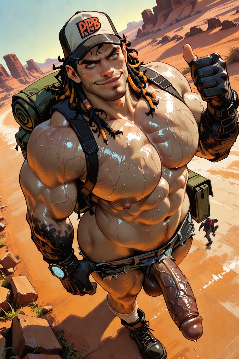 Heavy Muscular Body, Muscular Glutes, Strong Lines ゲイAIポルノ