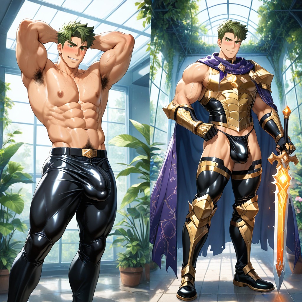Dynamic Pose, K Resolution, Wearing An Ornate Metal Bikini Armor ゲイAIポルノ