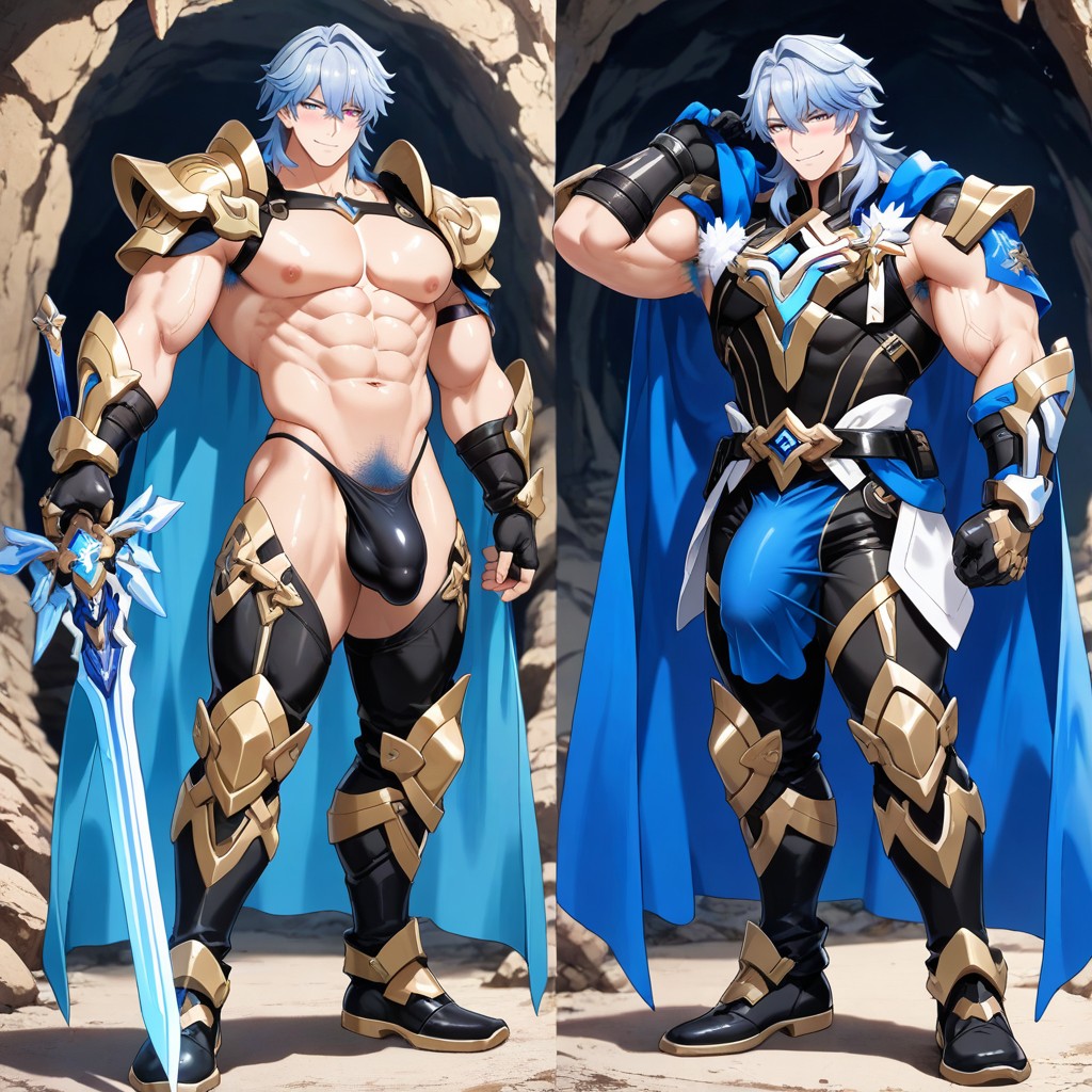 Intricate Armor Plating, Detailed Fabric Texture, Hyper-muscular Ripped Physique Porno IA Gay