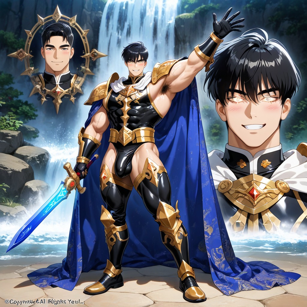 K Resolution, Holding A Glowing Magical Sword, Espiègle Porno IA Gay