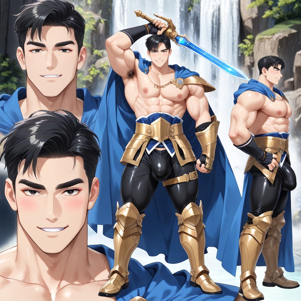 Leather Gauntlets, Cinematic Lighting, Holding A Glowing Magical Sword ゲイAIポルノ