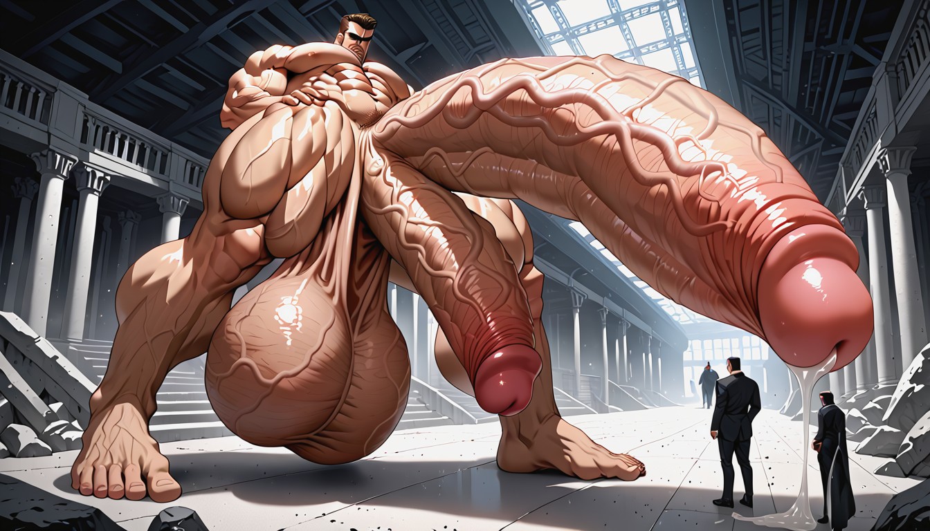 Fat Cock, Hyper Supersized Penis, Prominent Glans ゲイAIポルノ
