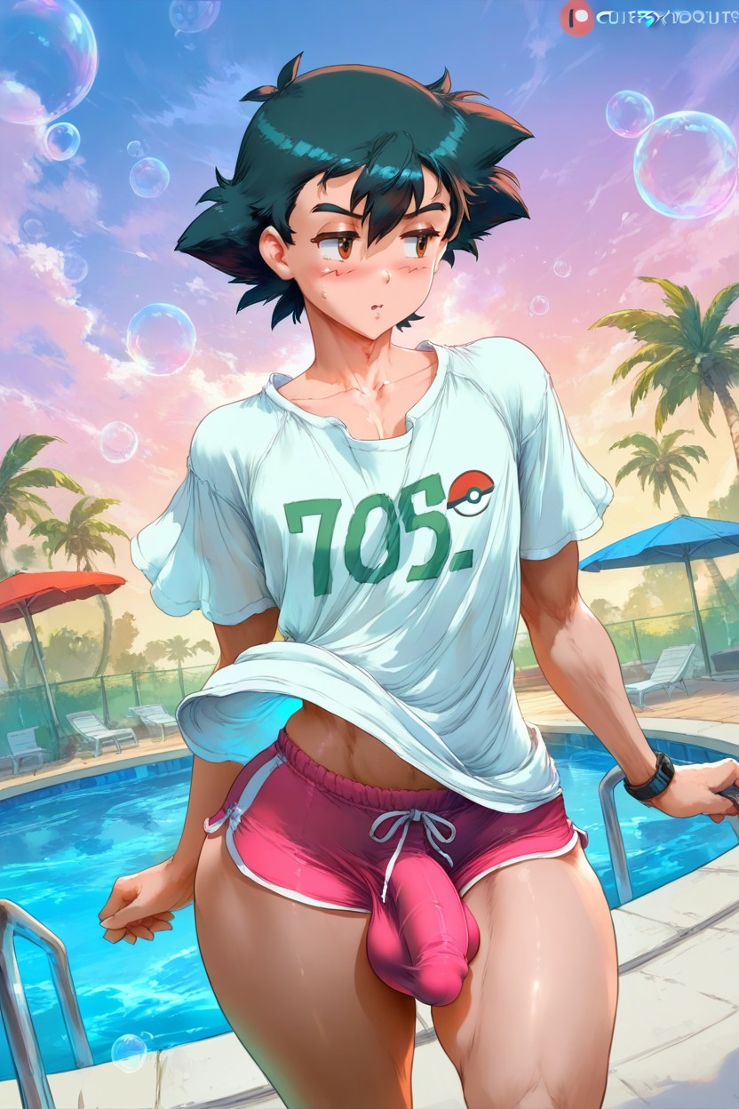 Japanese Anime Quality, Perfect Realism, Seductive Pose ゲイAIポルノ