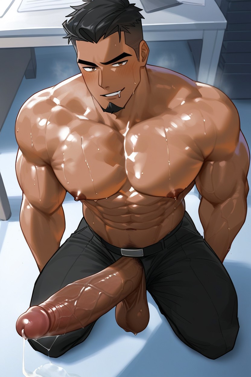 Cocky Smirk, Erect Nipples, Korean Male ゲイAIポルノ
