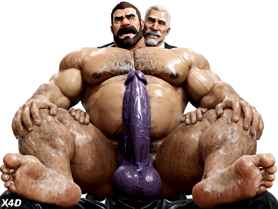 Beard, Simple Background, Obese AI Gay Porn