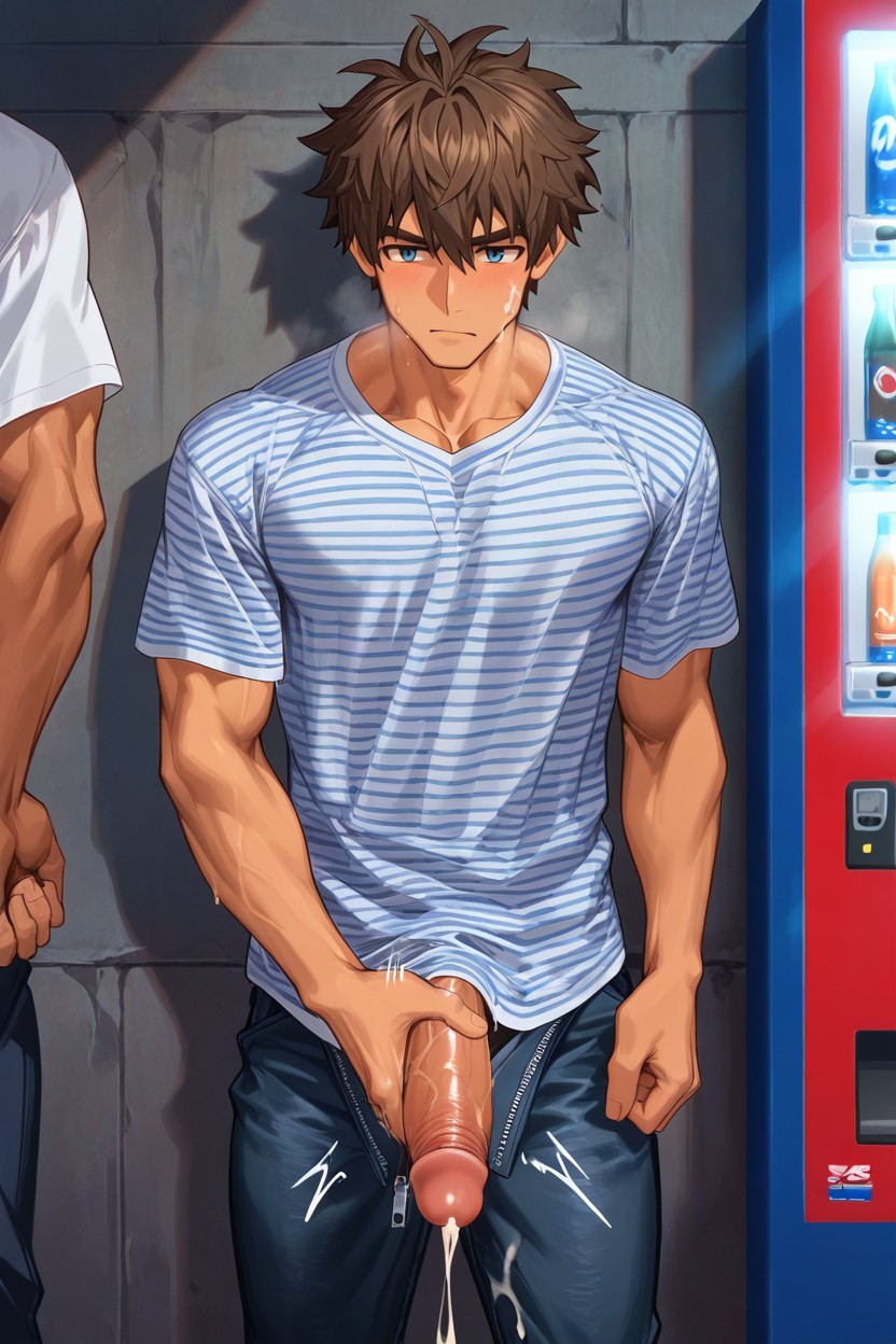 18+, Dick Going Out Of Zipper, Motion Lines AI Gay Porn