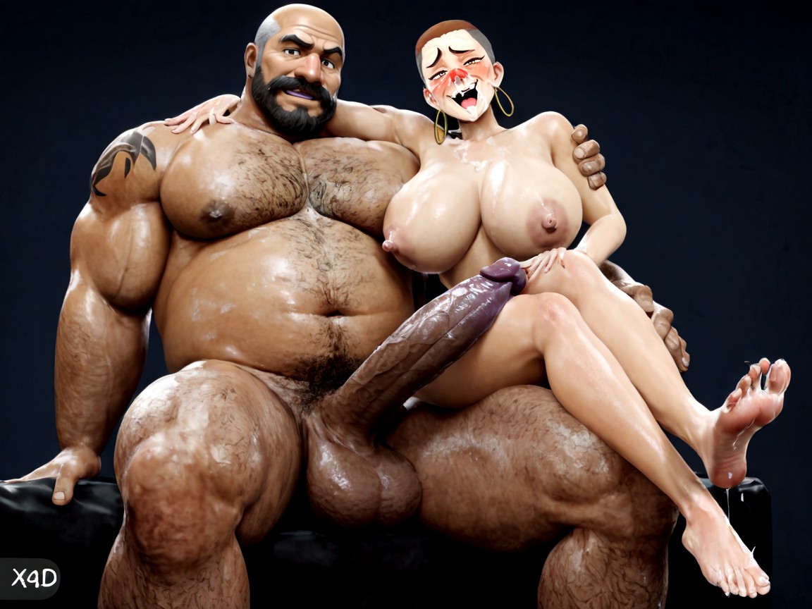 Hyper Gut, Looking At Viewer, Two Men Sitting On Each Side Of Frame AI Gay Porn