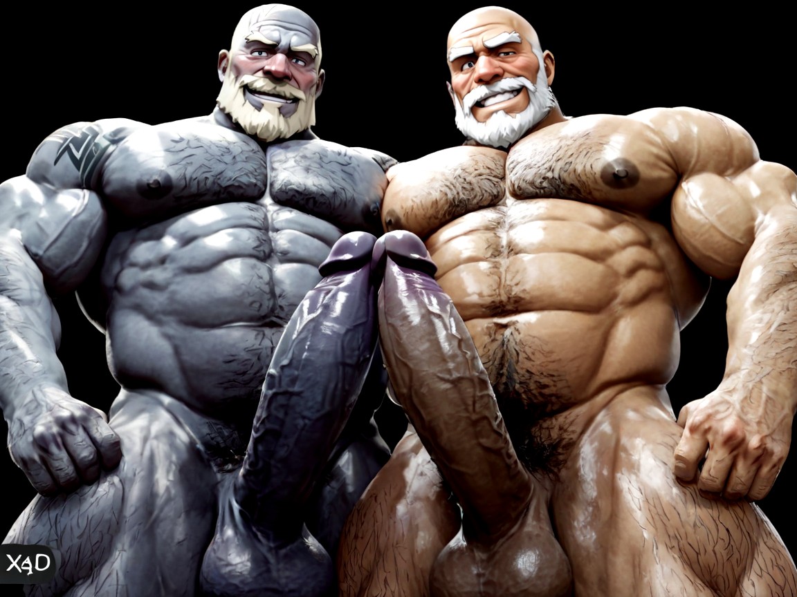 Armpit Hair Bushes, Isolated, Mature Masculine Men AI Gay Porn