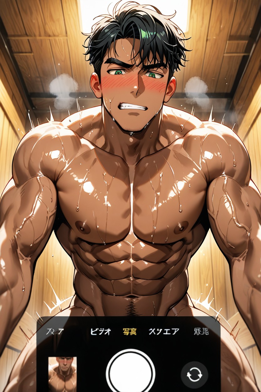 Looking Down, Embarrassed , Smooth Chest AI Gay Porn