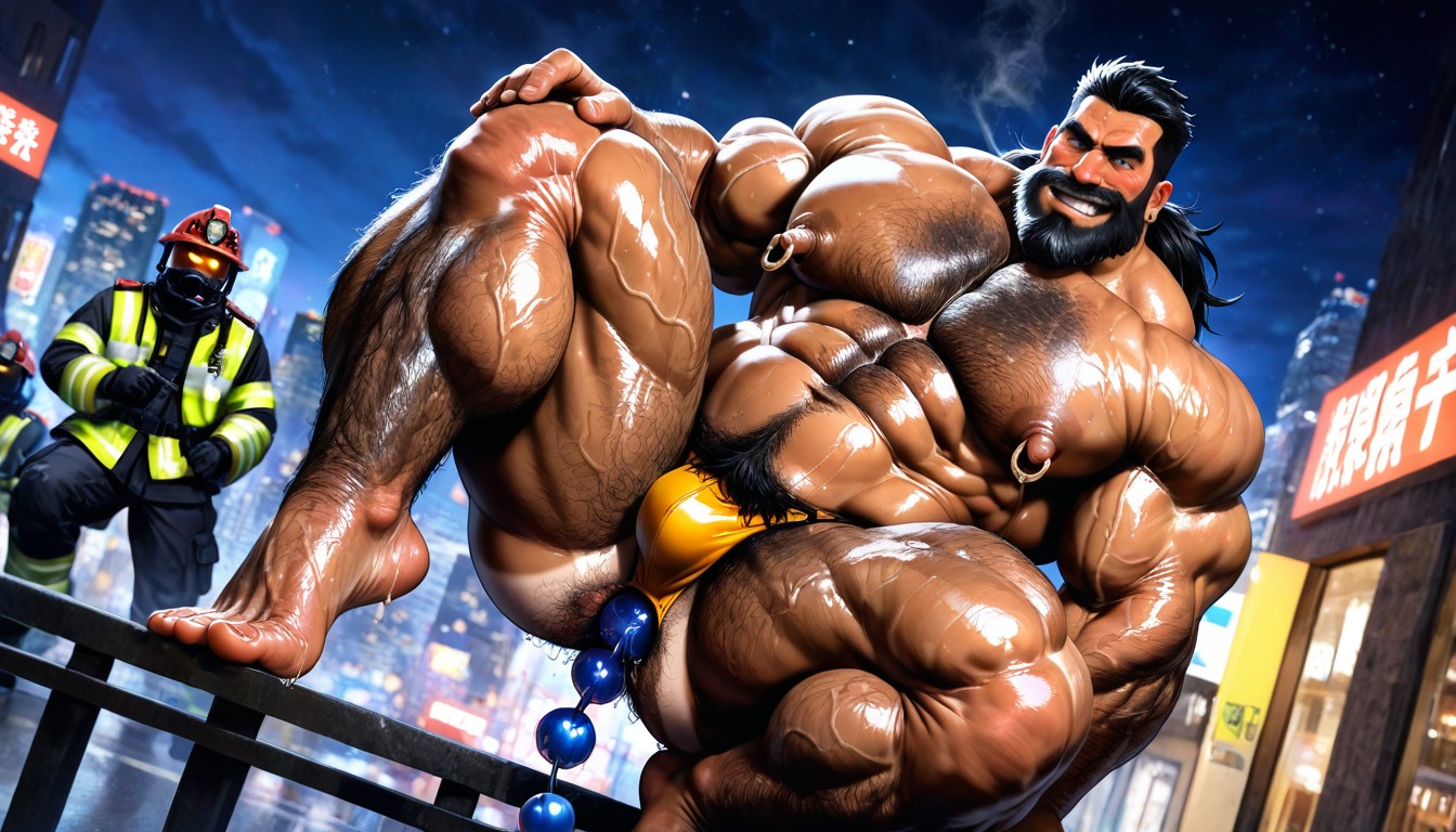 Balcony, Earrings, Incredibly Wide Shoulders AI Gay Porn