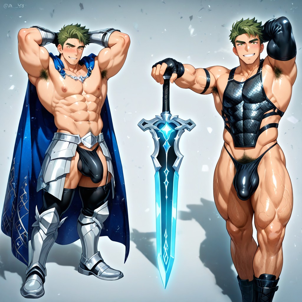 Dramatic Shadows, Pubic Hair, Arms Up AI Gay Porn