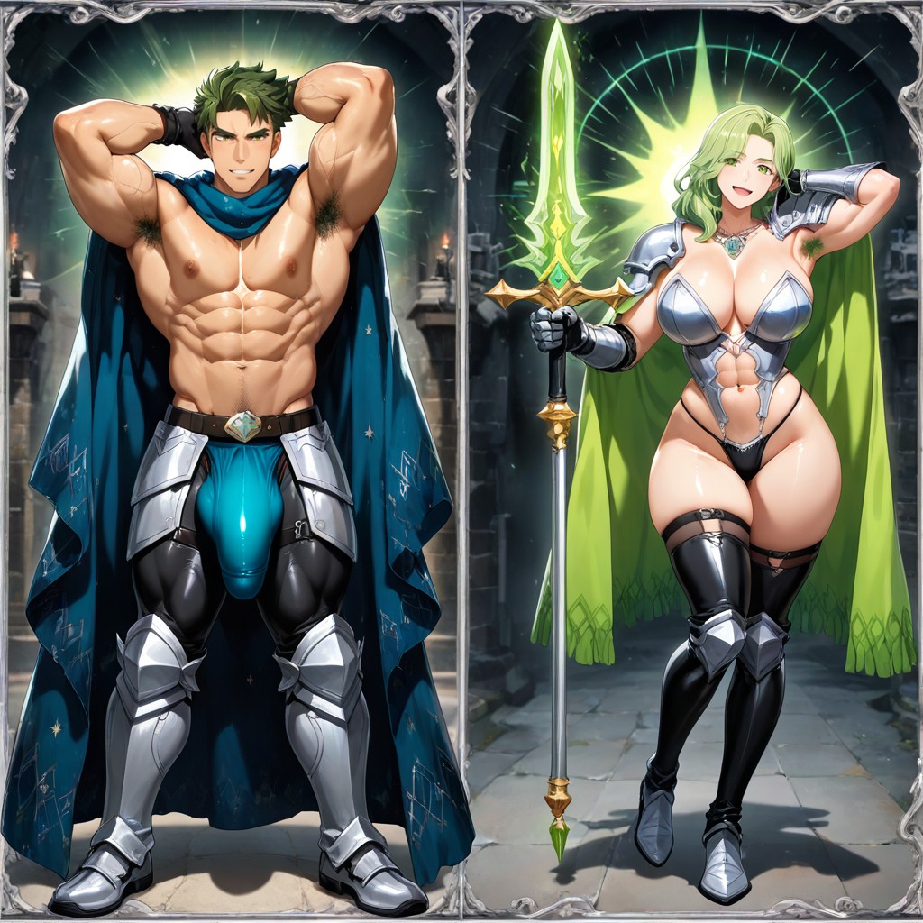 Green Hair, +, Happy AI Gay Porn
