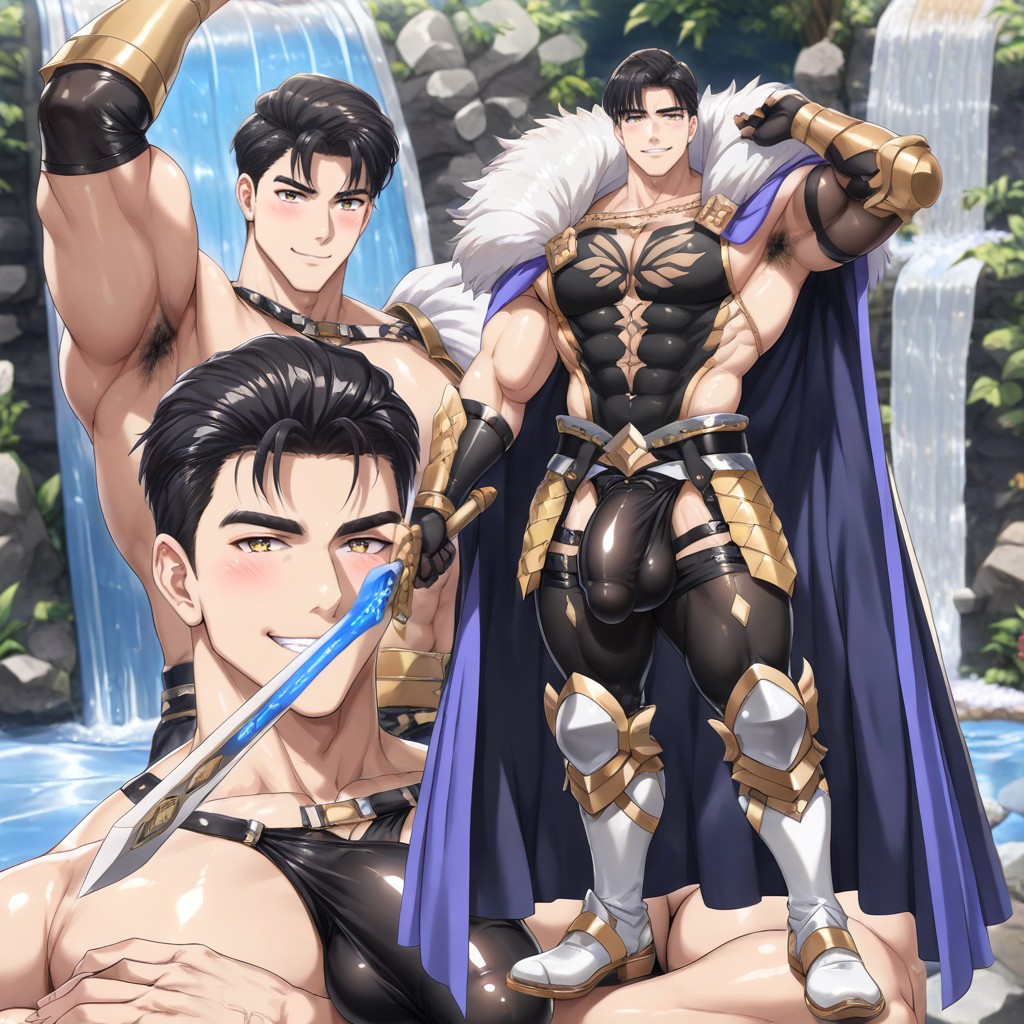 Korean, Dramatic Shadows, Detailed Fabric Texture AI Gay Porn