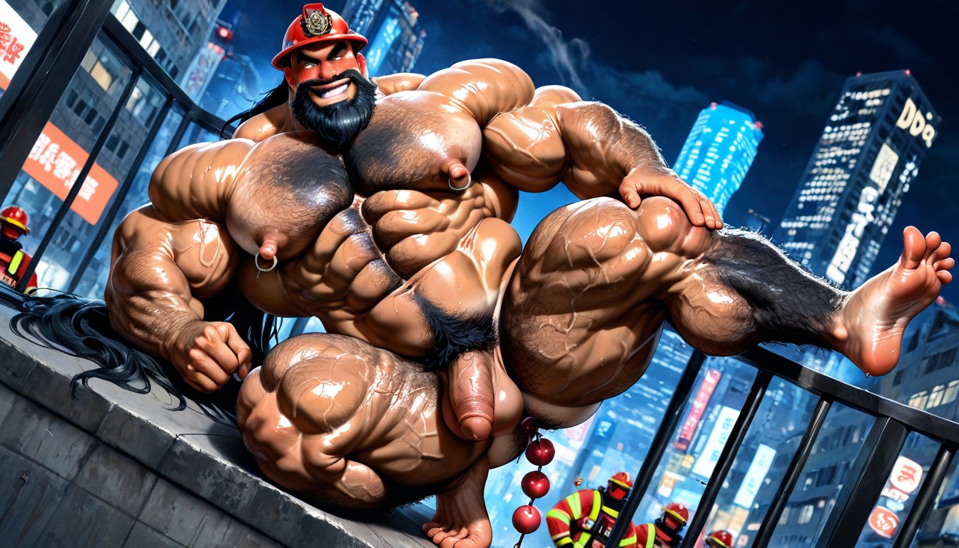 Face Visible, Very Sweaty And Oiled, Hyper Muscles AI Gay Porn