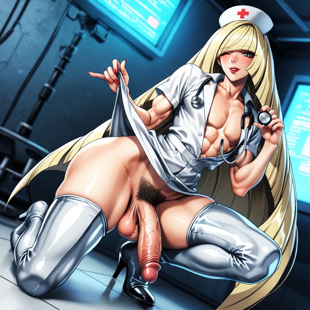 Malechested, Flirty Expression, Holding Stethoscope AI Gay Porn