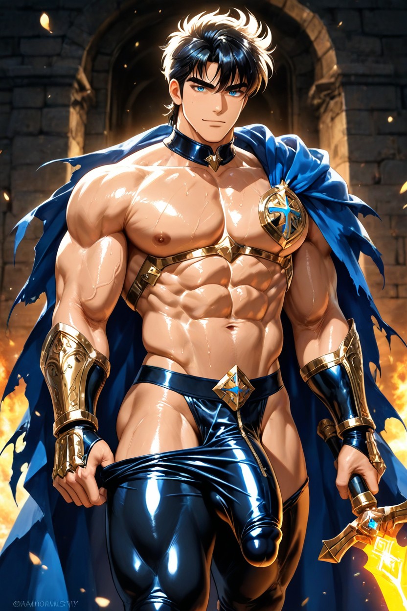 Low Angle, Leather Gauntlets, Front Side View AI Gay Porn