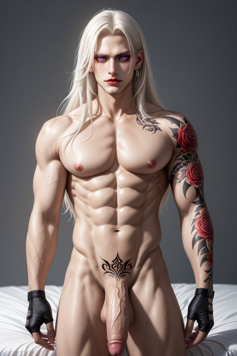 Platinum Blonde Hair, Nude, Broad Shoulders AI Gay Porn