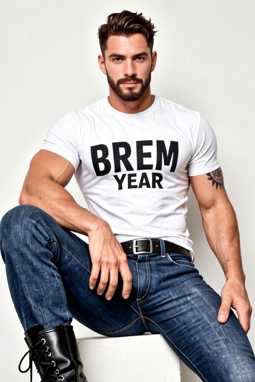 Modelando, Light Warm Skin Tone With Natural Skin Texture, Thick Dark Well-shaped Eyebrows Porno gay IA