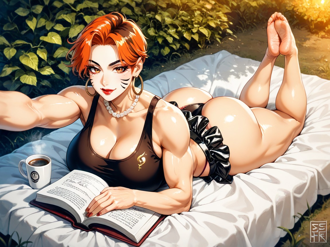 Hoop Earrings, Almond-shaped Feline Eyes, Striking Orange/auburn Hair Patterned With Thick AI Gay Porn