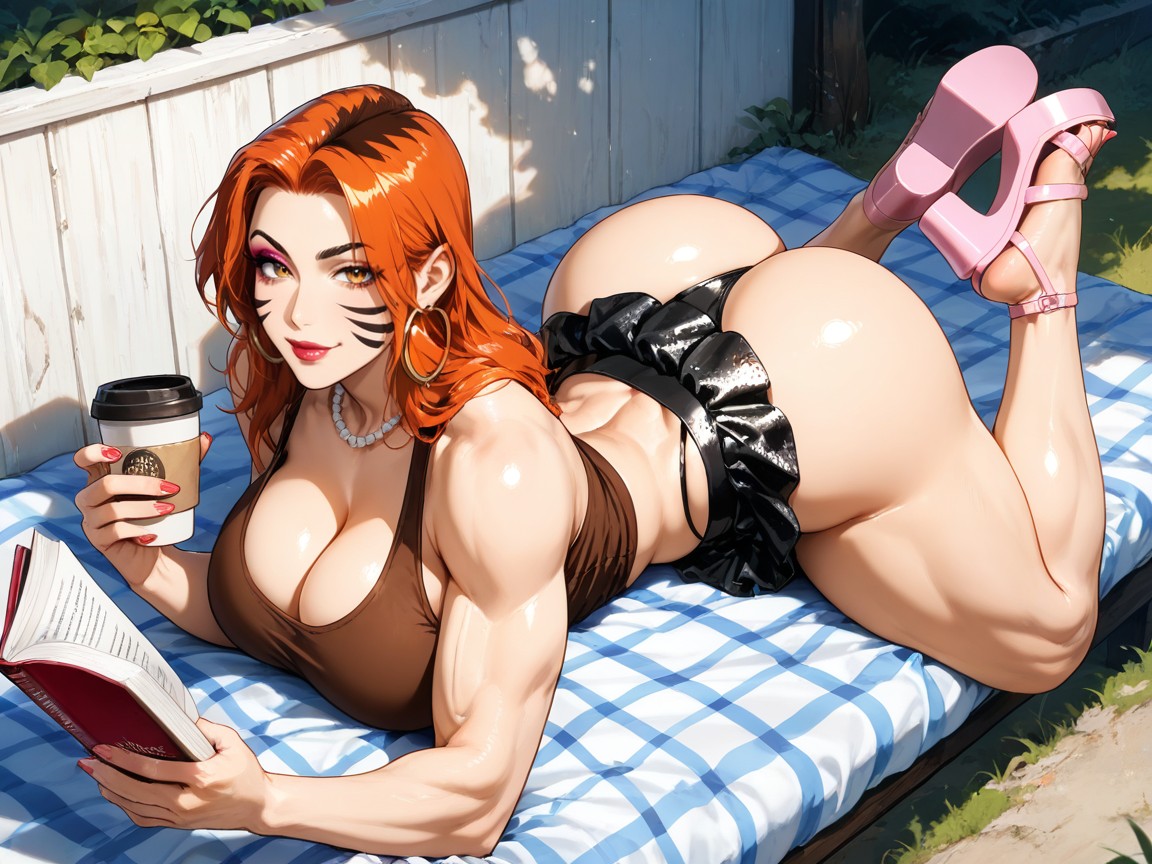 Striking Orange/auburn Hair Patterned With Thick, Almond-shaped Feline Eyes, Reddish-brown Irises AI Gay Porn