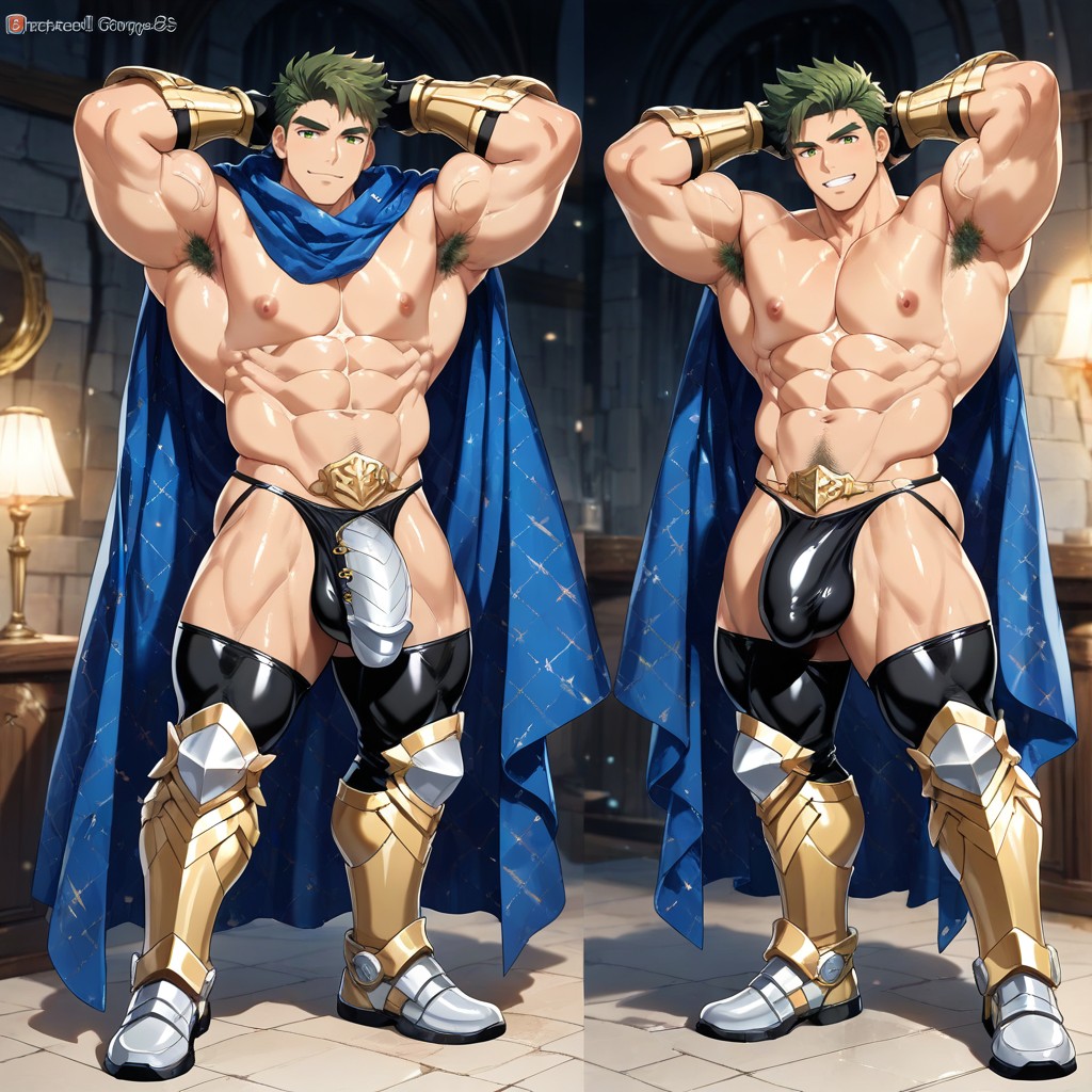 Holding A Glowing Magical Sword, One Arm Up, Dynamic Pose AI Gay Porn