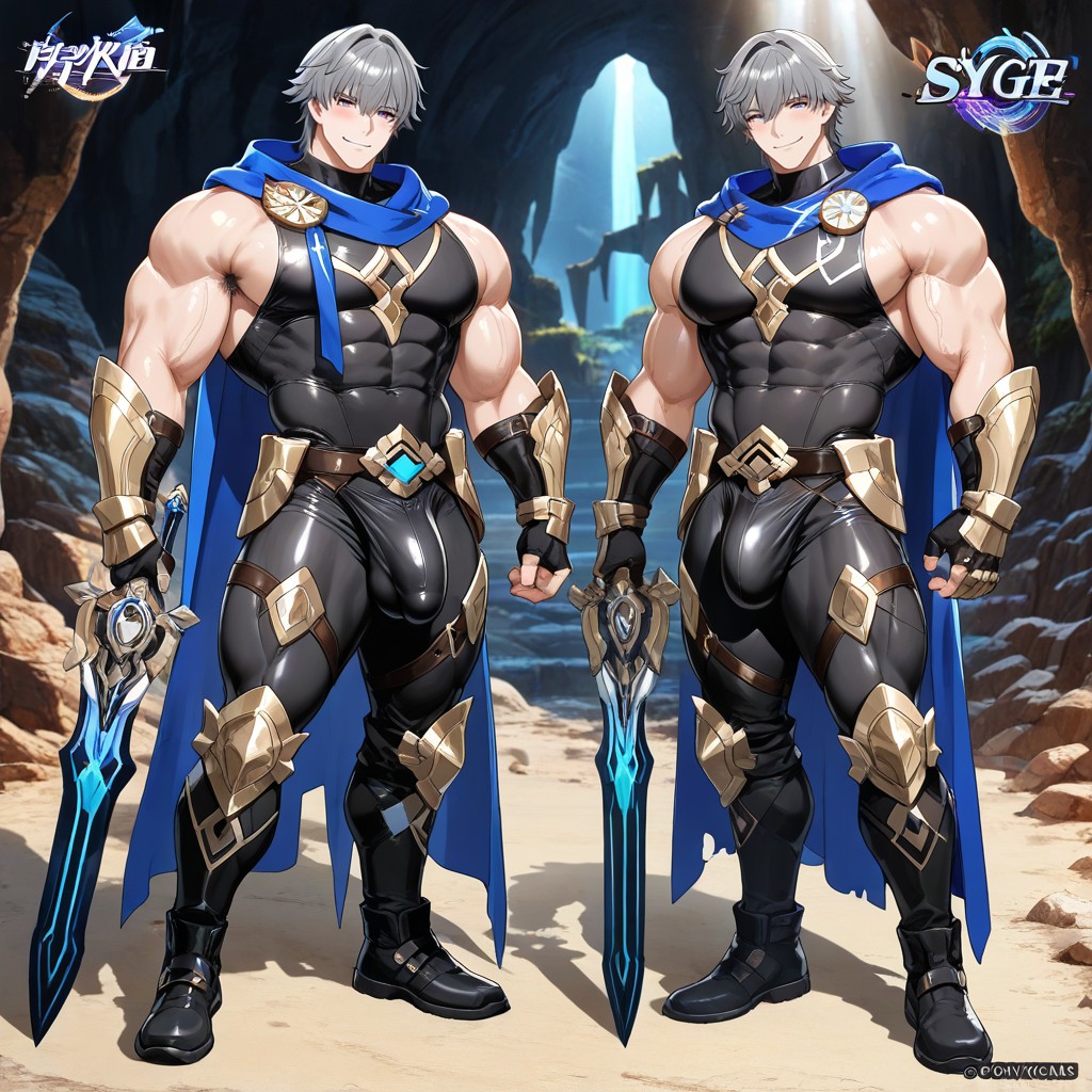 Leather Gauntlets, Intricate Armor Plating, Hyper-muscular Ripped Physique AI Gay Porn