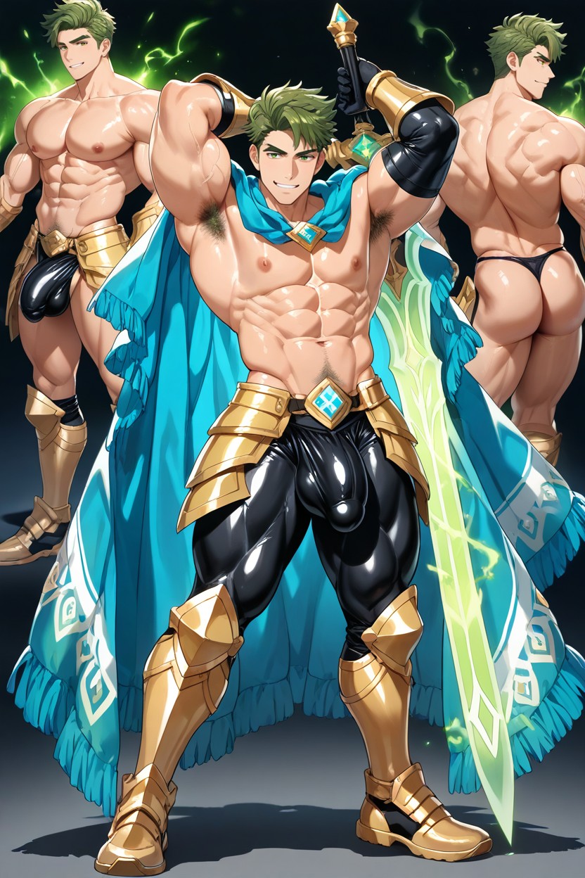 Medium Ass, Detailed Knight Leggings, Handsome Korean Idol Face AI Gay Porn