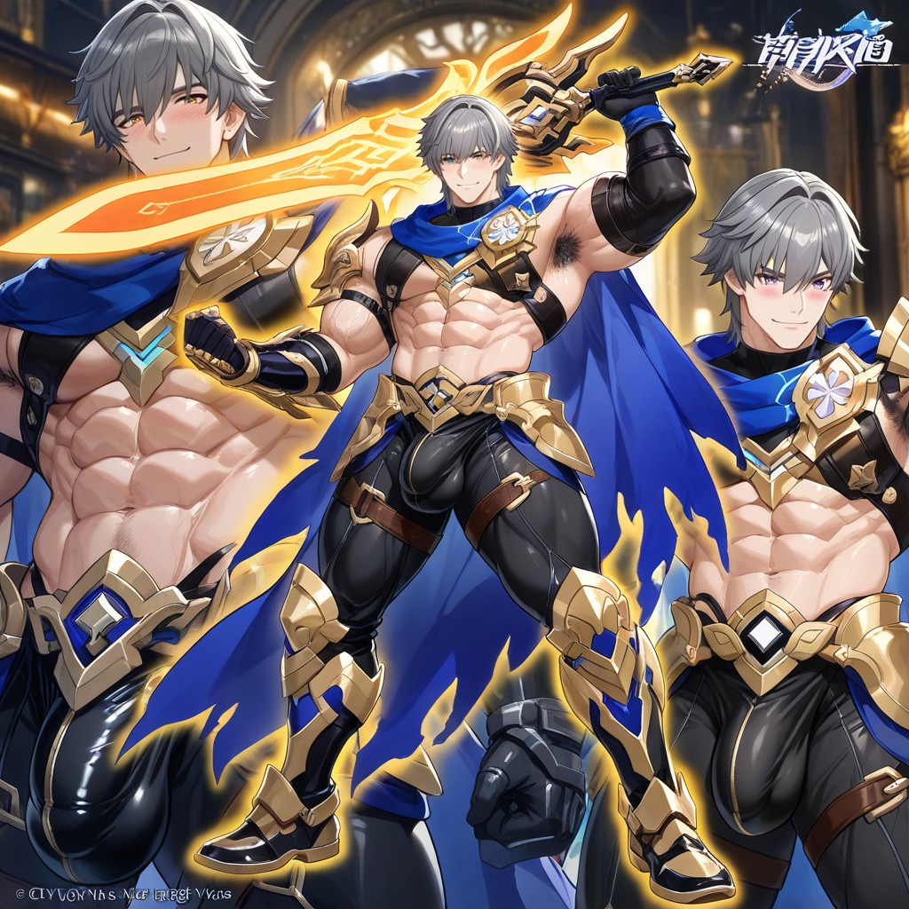 Leather Gauntlets, Hyper-muscular Ripped Physique, Wide Shoulders AI Gay Porn