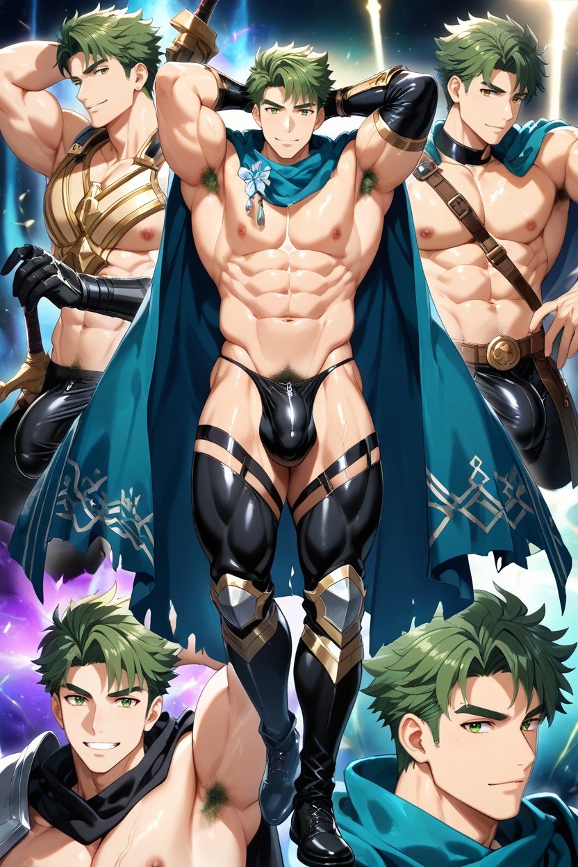 Holding A Glowing Magical Sword, Cinematic Lighting, Full Body AI Gay Porn