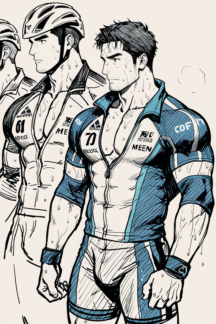 Sideview Nose, Waists, Muscular AI Gay Porn