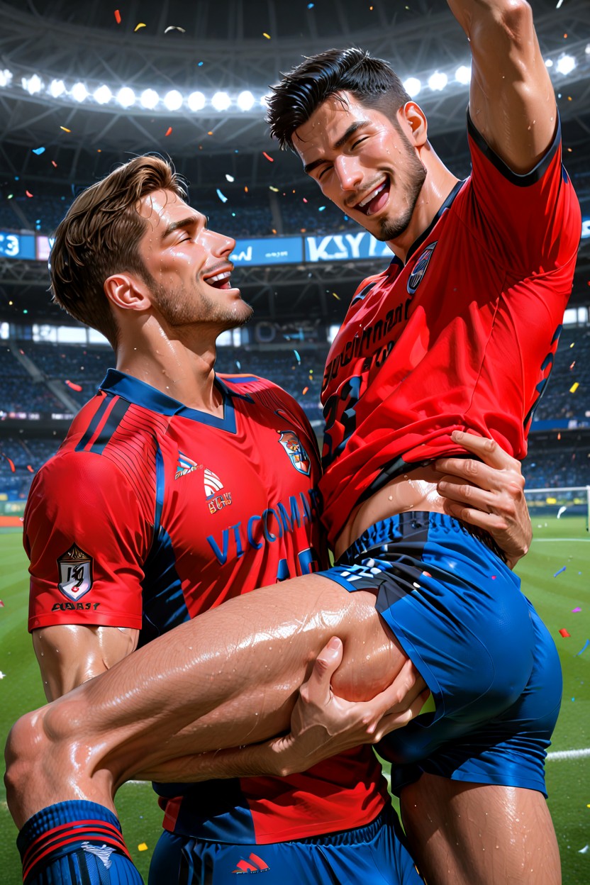 Brown-haired Man, Muscular Men, Dynamic Pose AI Gay Porn