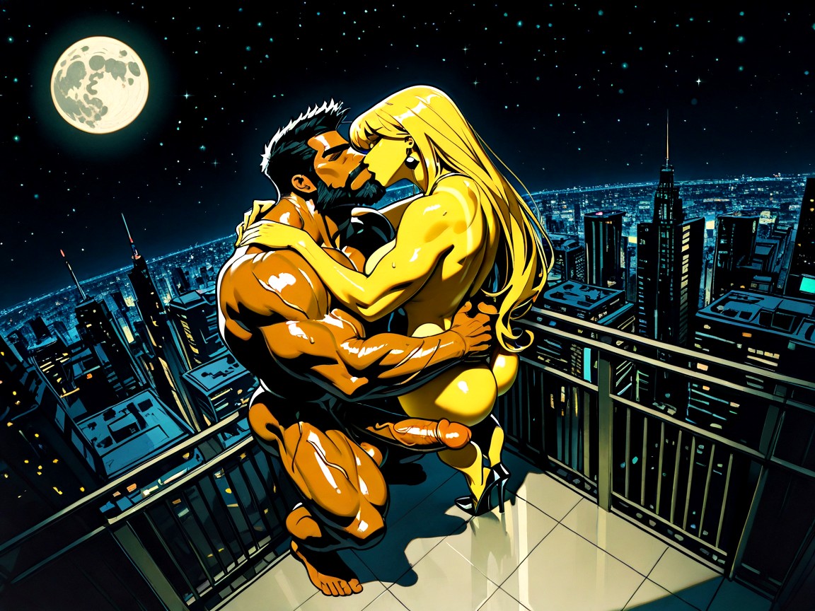Starry Night, Massive Legs, Vascular Muscles AI Gay Porn