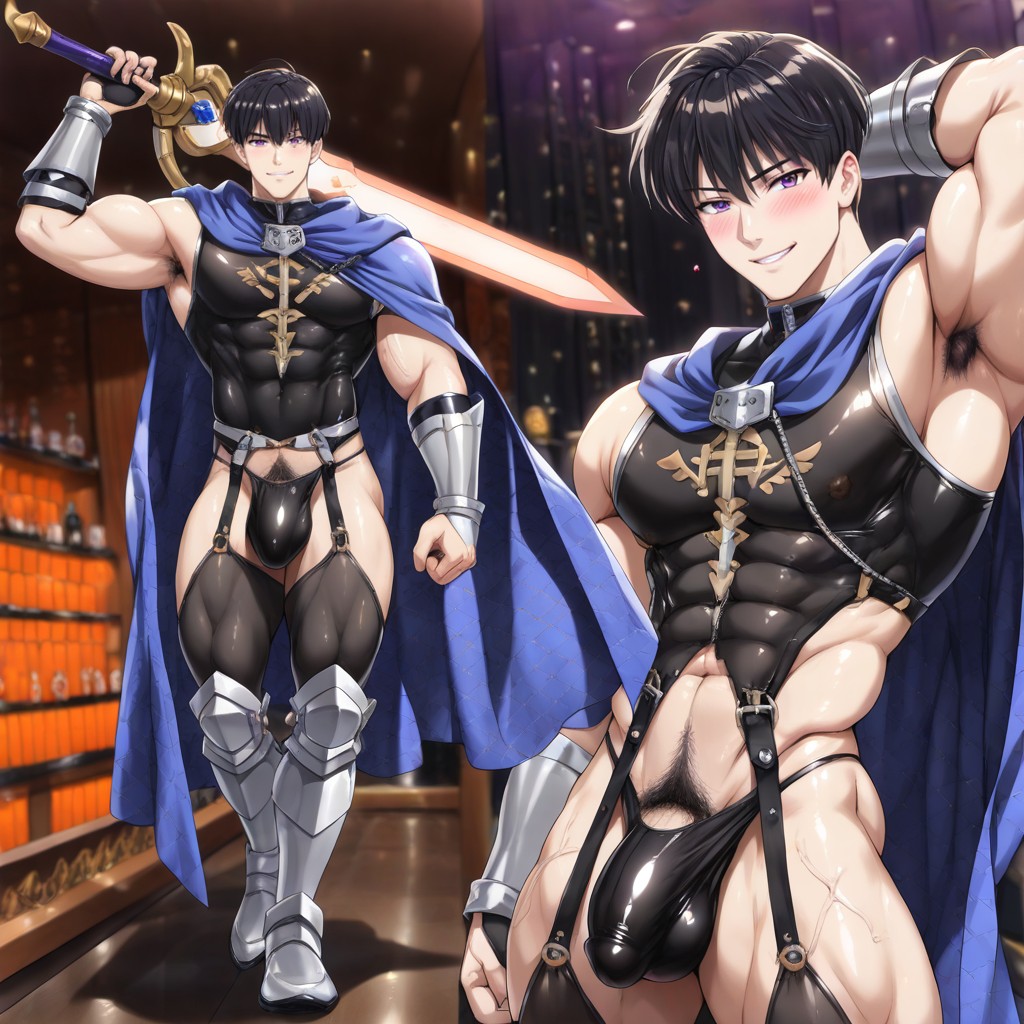 Exposed Black Thong, Intricate Armor Plating, Highly Detailed Anatomy Porno gay IA