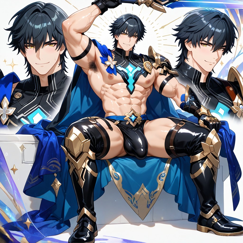 Dynamic Pose, Athletic Tanned Skin, Wide Shoulders AI Gay Porn