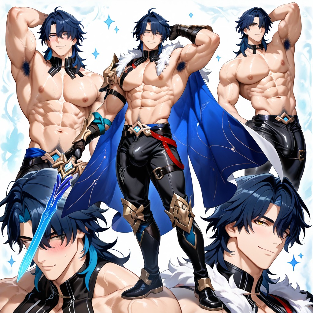 Underwear Is Black Thong, Highly Detailed Anatomy, Gepard From Honkai Star Rail AI Gay Porn