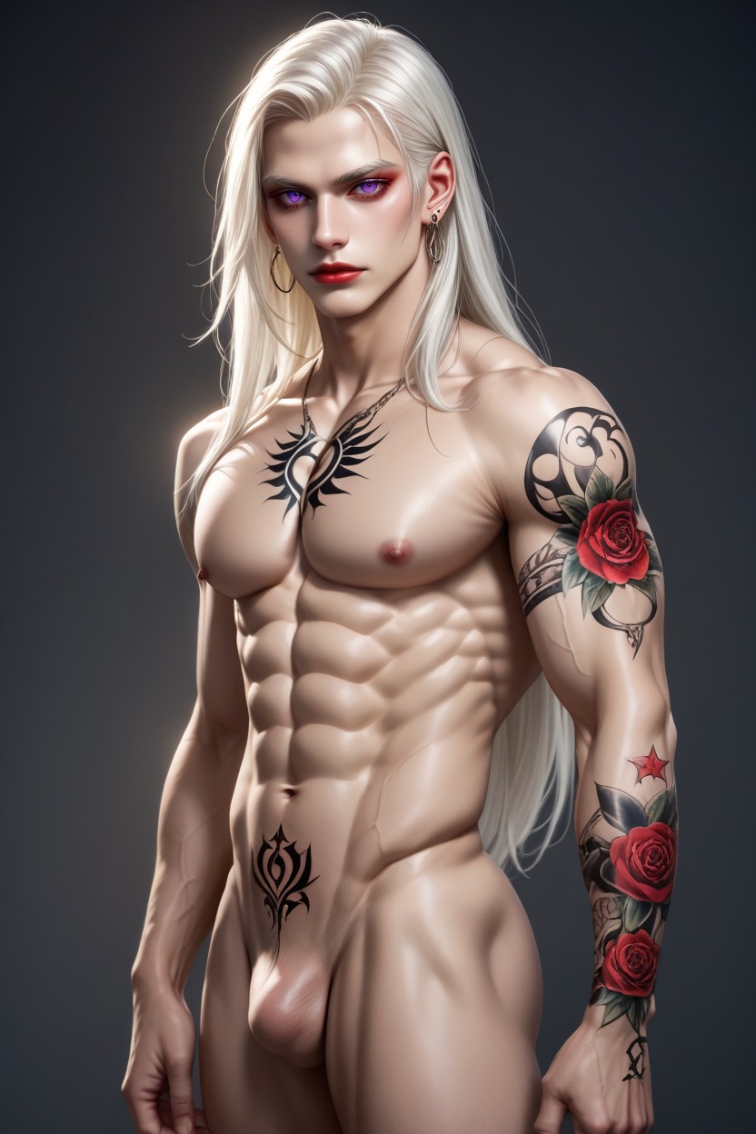 Beautiful Face, Chocker, Tattoo AI Gay Porn