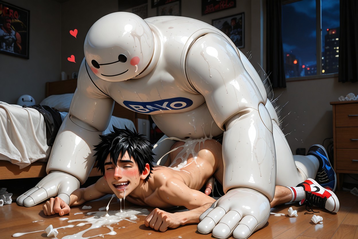 Dark Light, Open Mouth, Baymax Is Bigger Than Hiro Hamada AI Gay Porn