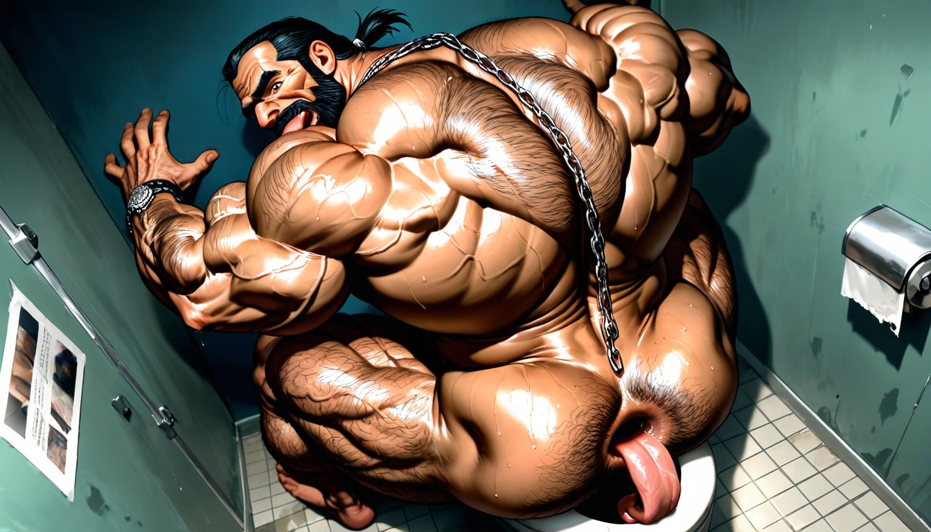 Bodybuilder, Long Strong Neck, Big Lats AI Gay Porn