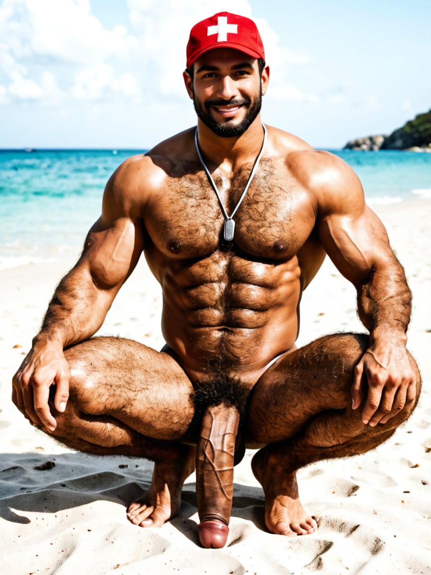 Bushy Pubic Hair, Excessive Hairy Chest, 1 Person AI Gay Porn