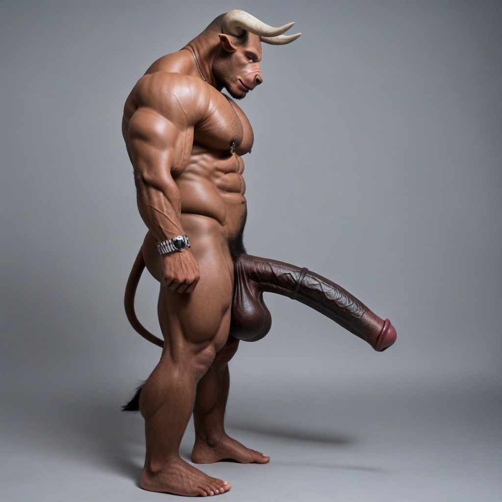 Pony Cock, Standing, Thick Brown Body AI Gay Porn