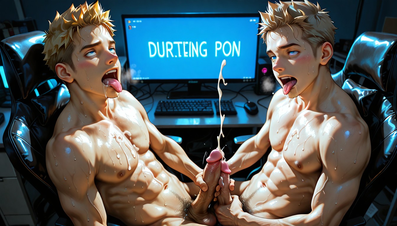 Excessive Sweat, Close Together, Cum On Abs AI Gay Porn