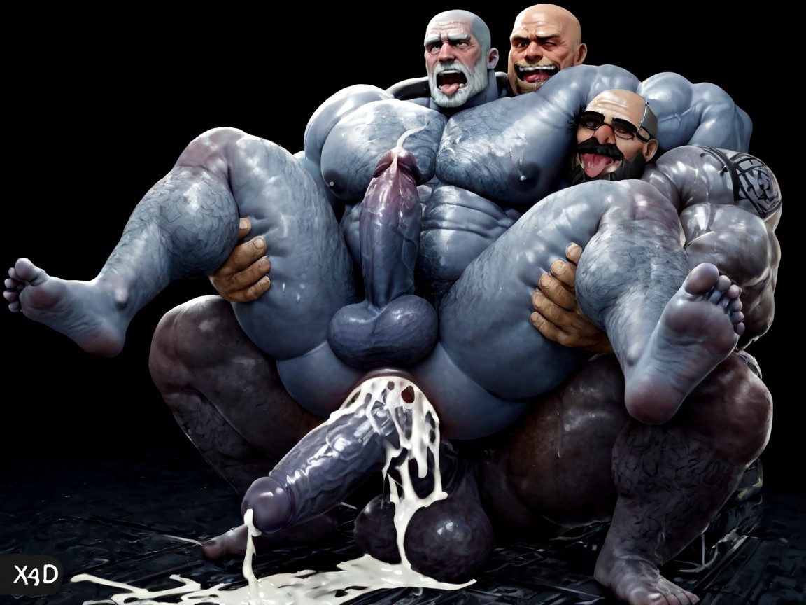 Male Only, Sagging Balls, Giant Grandpa Massive Muscles Porno gay IA