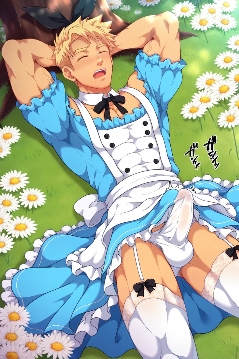 Very Short Hair, White Thigh High Stockings, White Collars AI Gay Porn