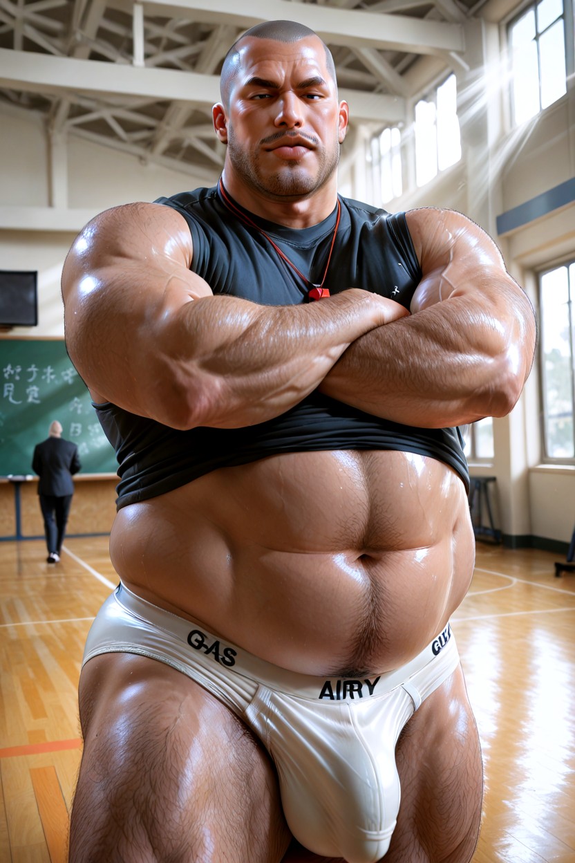 Puffy Round Face, Peaceful Atmosphere, Looking Down On The Viewer Porno gay IA