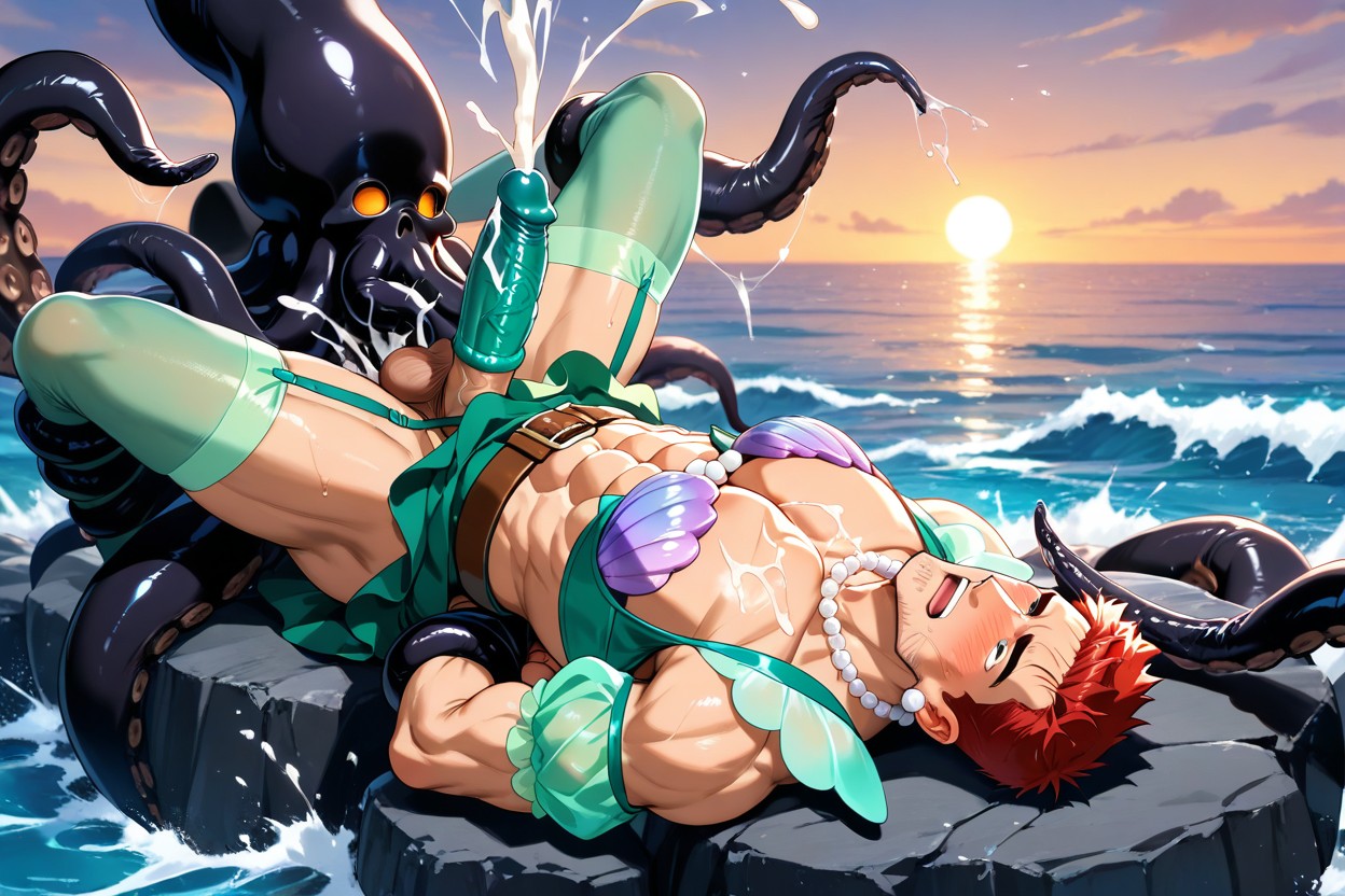 Ariel Costume, Purple Shell Earrings, Sea AI Gay Porn