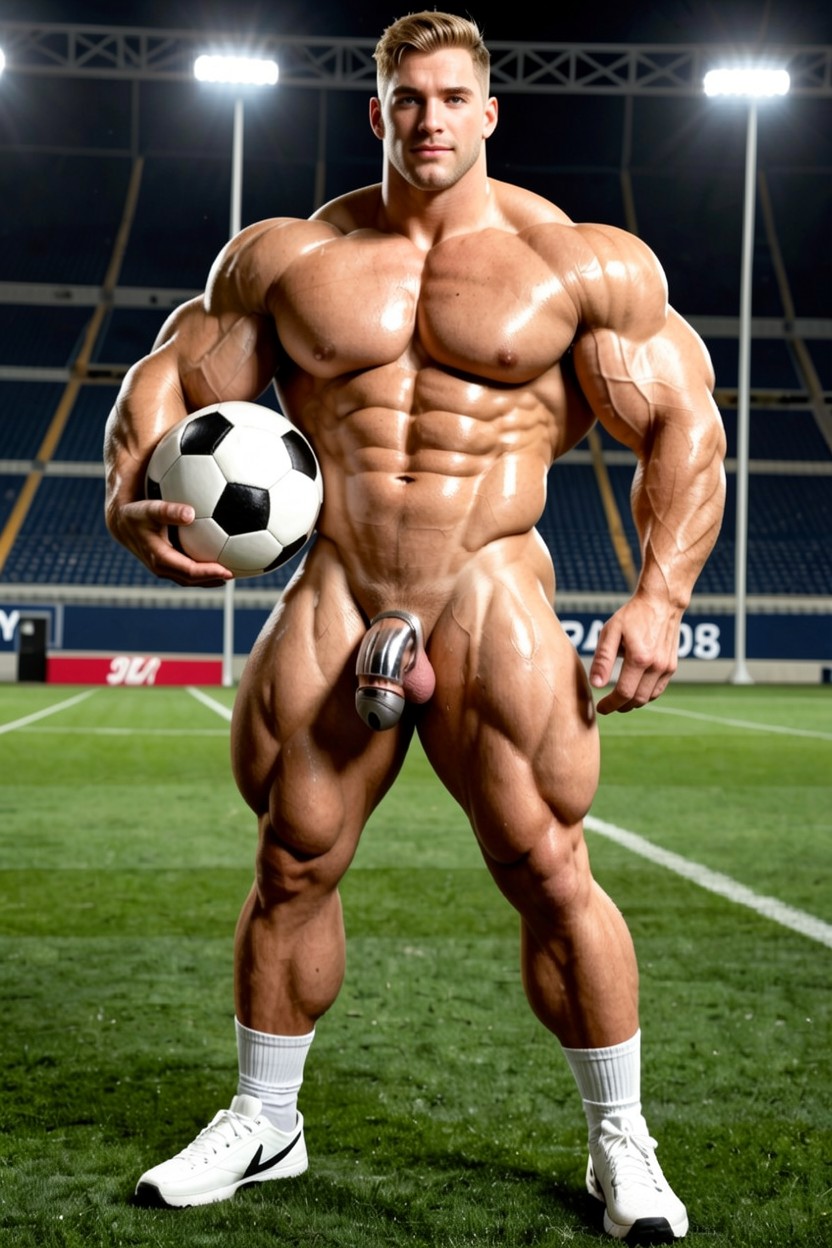 Huge Arms, Chastity Cage, Hyper Large Muscles AI Gay Porn