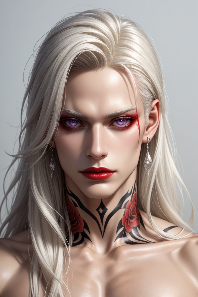 Multiple Color Tattoos, Chocker, Model AI Gay Porn