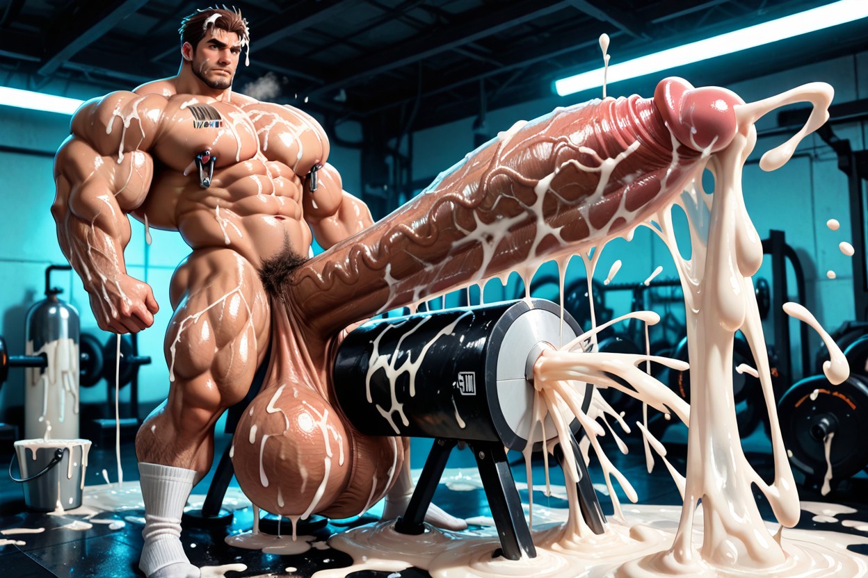 Oversized Hyper Gigantic Penis, Hairy Body, Hairy Legs AI Gay Porn