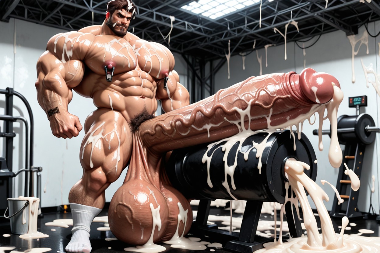 Arms Coated With White Liquid, Thick White Liquid, Surreally Gigantic Hyper Cock AI Gay Porn