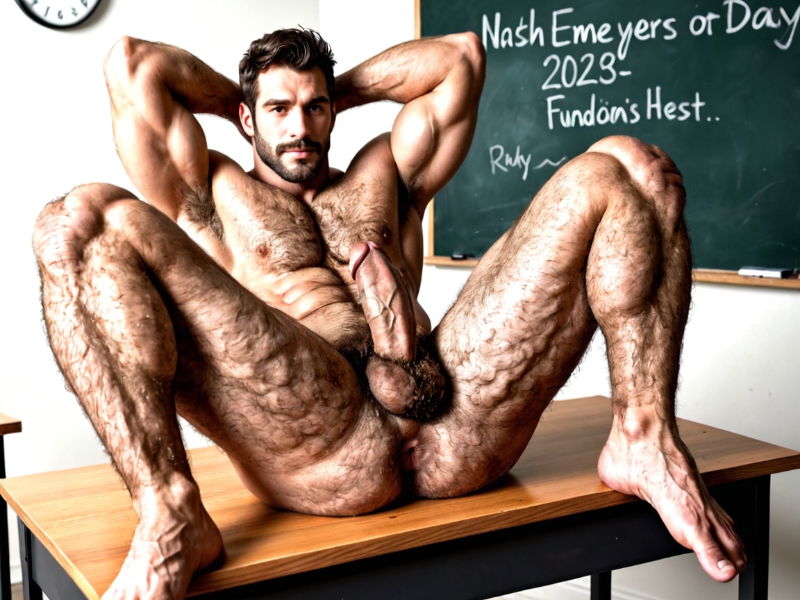 Dilated Anus Surrounded By Hair, Black Hair, Hair AI Gay Porn